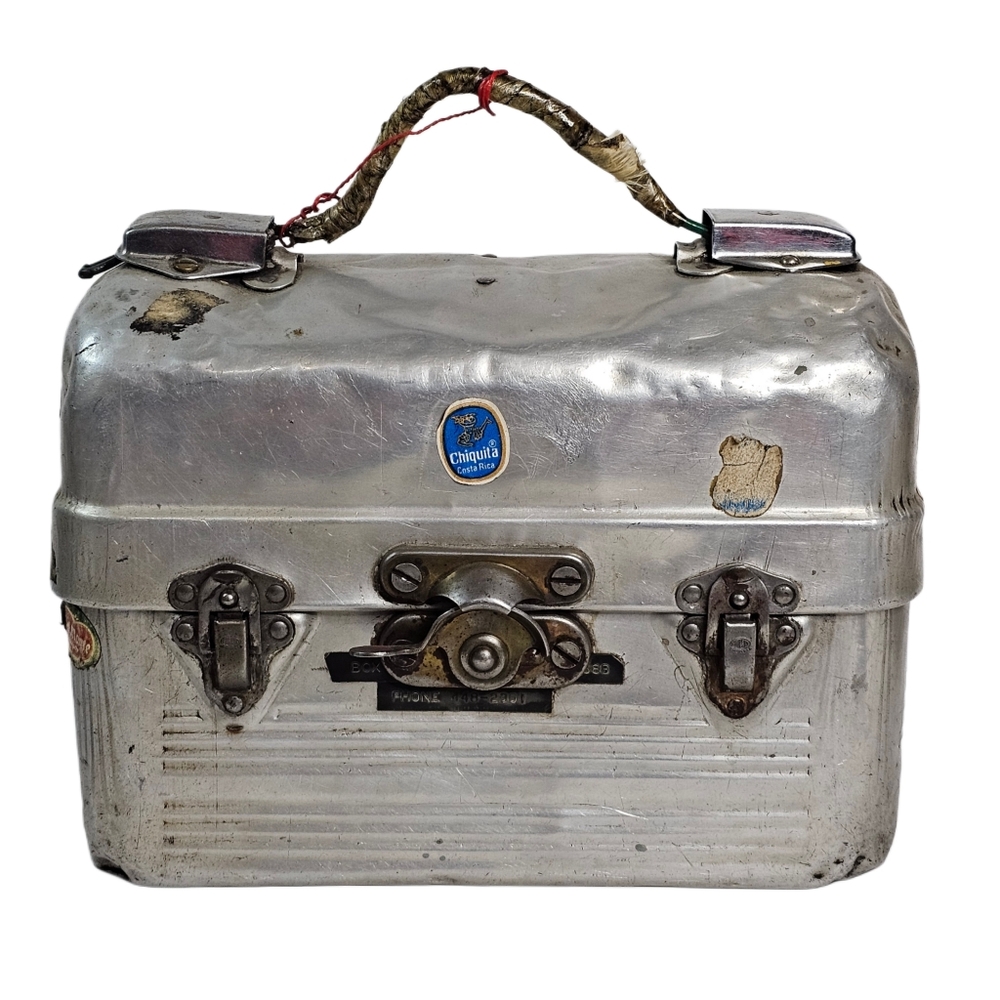 Vintage Non-Rust Sani Kit Aluminum Coal Miner's Lunch Box Pail Bucket Dome Top